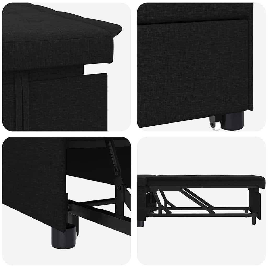 Divano Letto Estraibile Nero 194 x 50 x 82 cm Tessuto