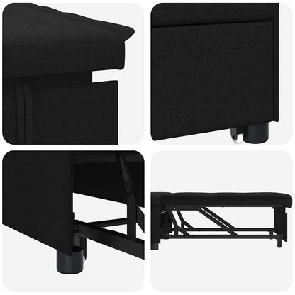 Divano Letto Estraibile Nero 194 x 50 x 82 cm Tessuto