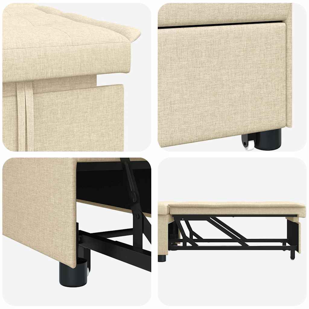 Divano Letto Estraibile Crema 194 x 50 x 82 cm Tessuto