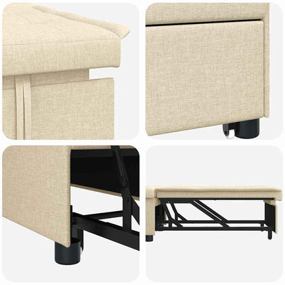 Divano Letto Estraibile Crema 194 x 50 x 82 cm Tessuto