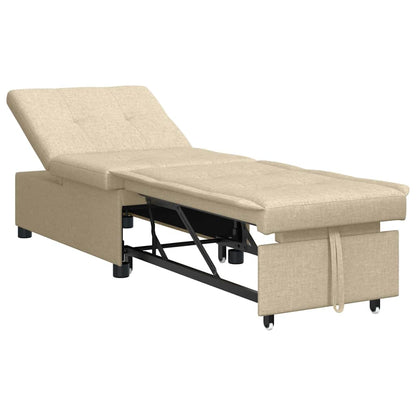 Divano Letto Estraibile Crema 194 x 50 x 82 cm Tessuto