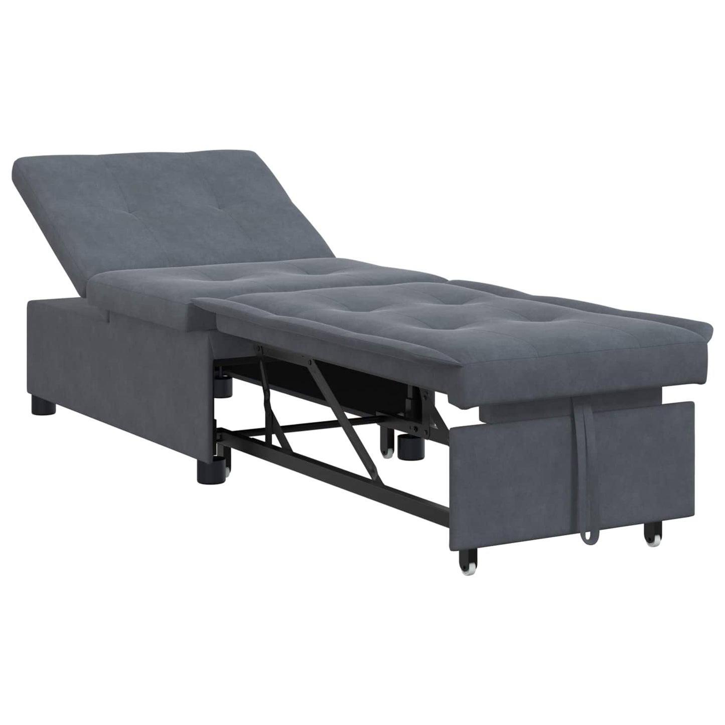 Divano letto Grigio scuro 194 x 67 x 82 cm Velluto
