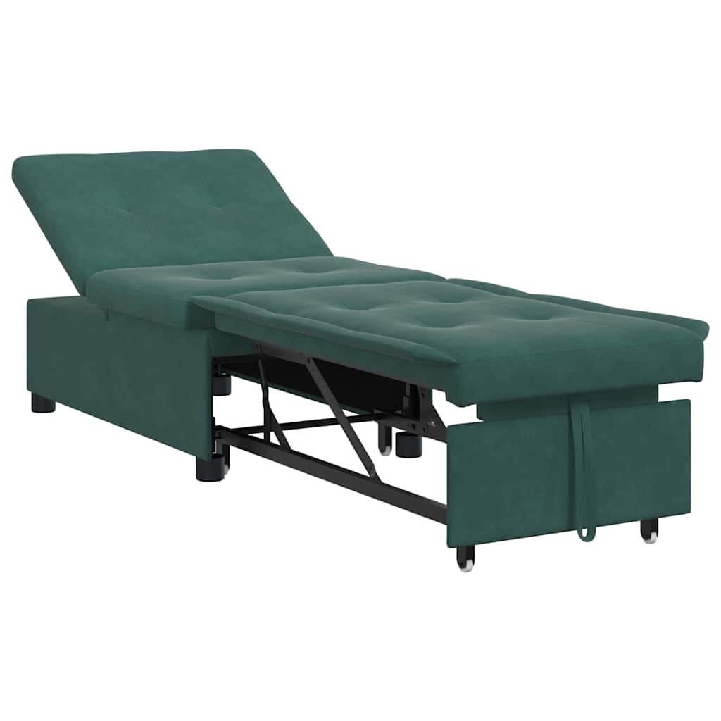 Divano letto Verde Scuro 194 x 67 x 82 cm Velluto