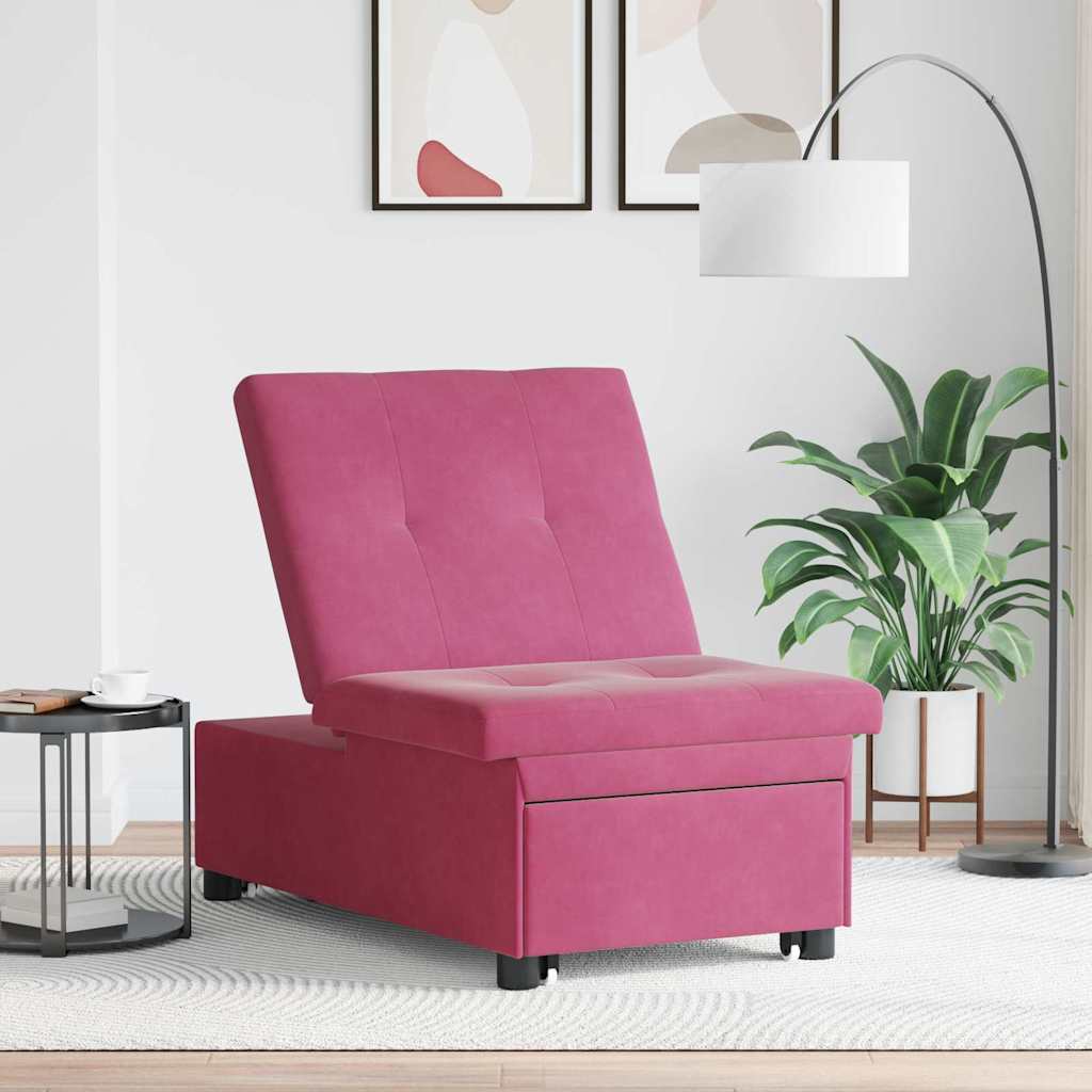 Divano letto Rosso Vino 194 x 67 x 82 cm Velluto