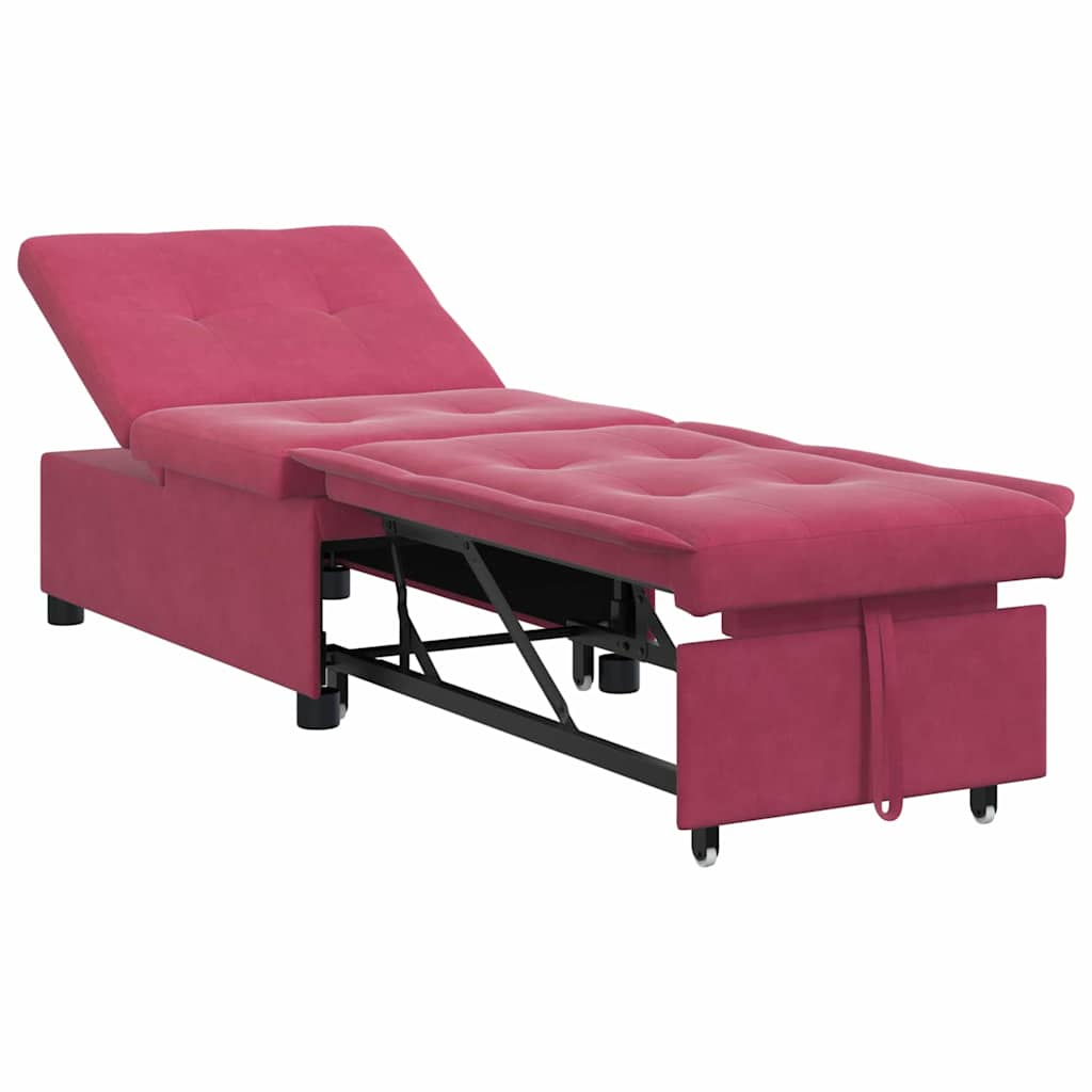 Divano letto Rosso Vino 194 x 67 x 82 cm Velluto