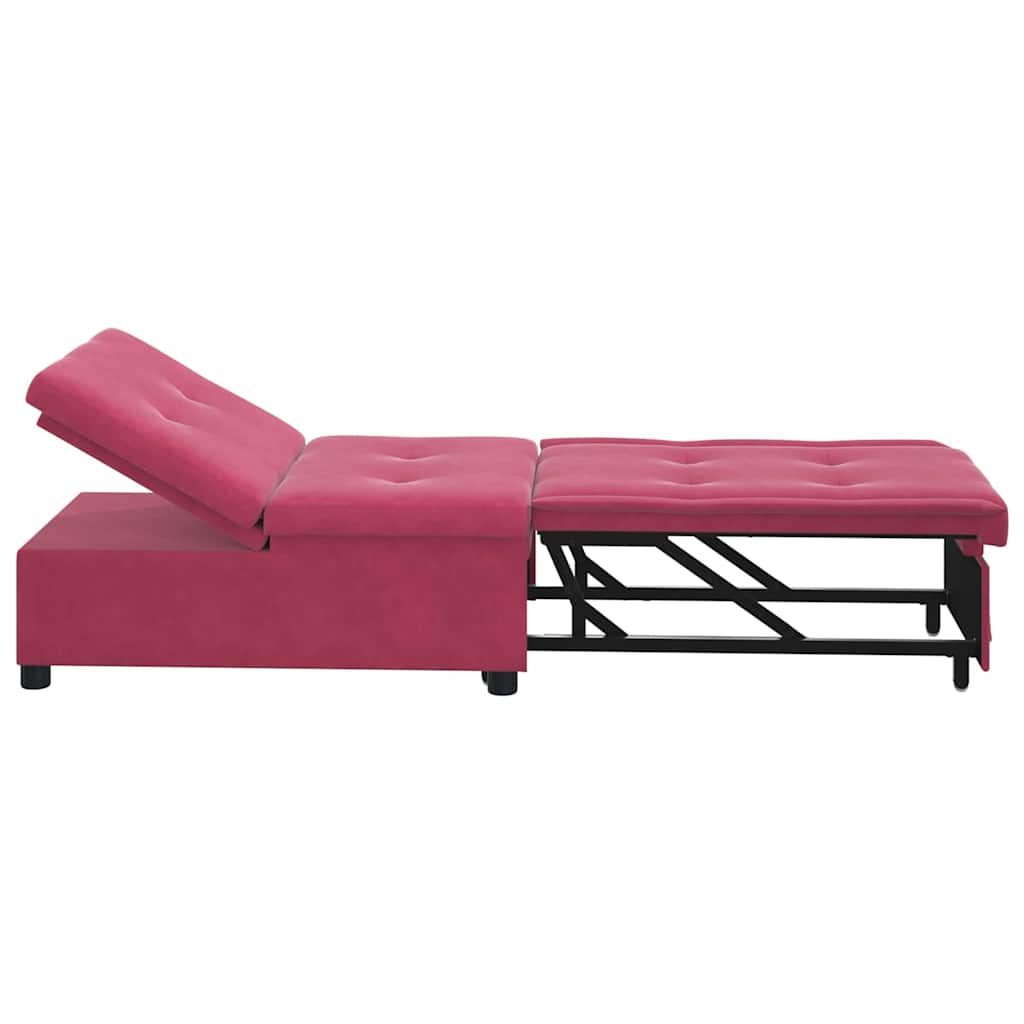 Divano letto Rosso Vino 194 x 67 x 82 cm Velluto