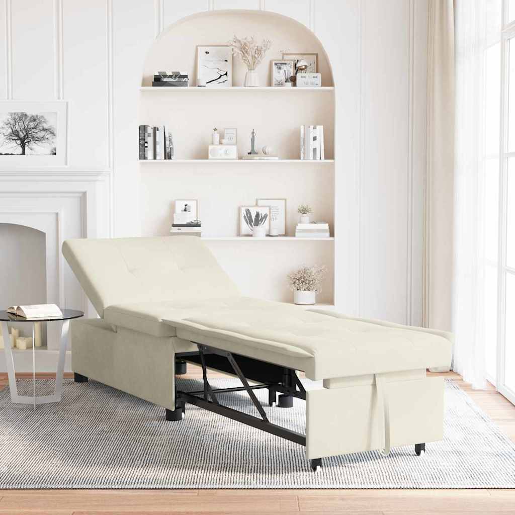 Divano letto Crema 194 x 67 x 82 cm Velluto