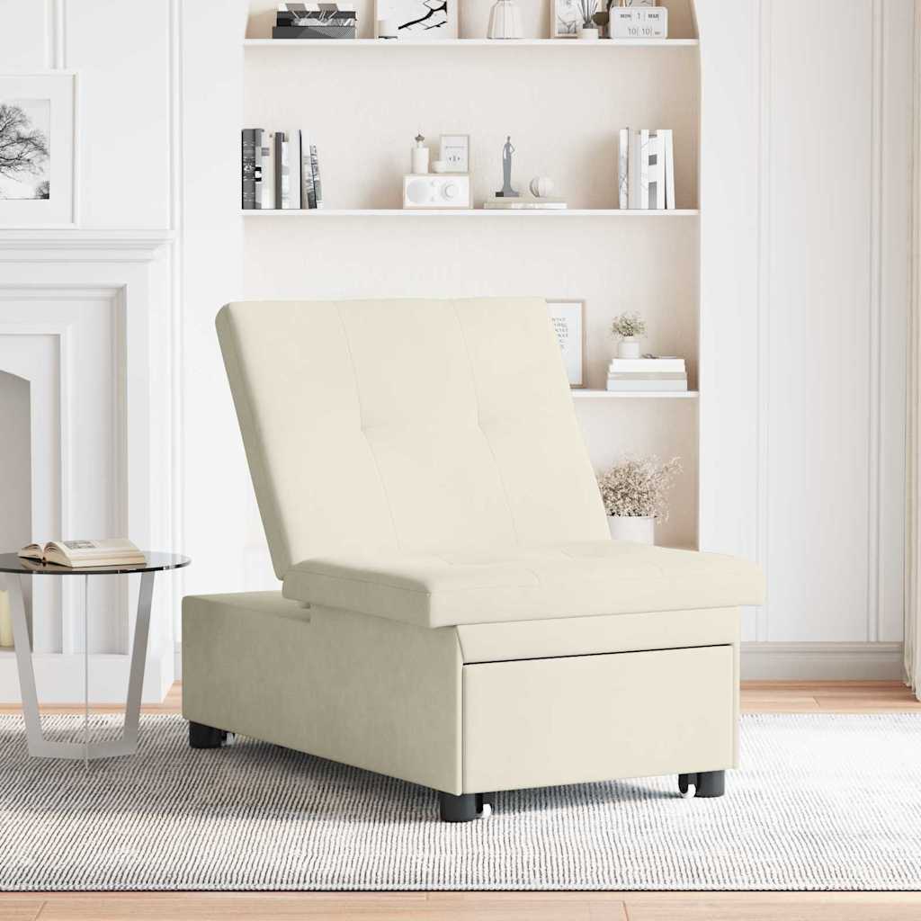 Divano letto Crema 194 x 67 x 82 cm Velluto
