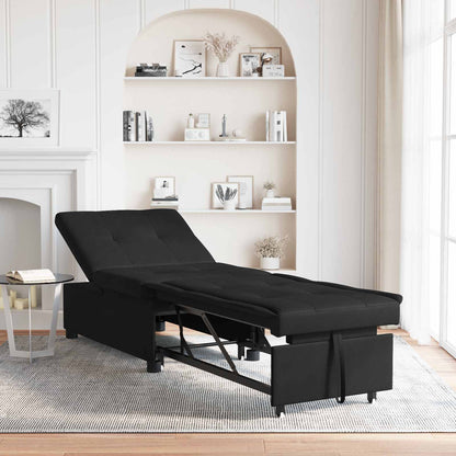 Divano Letto Estraibile Nero 194 x 67 x 82 cm Microfibra