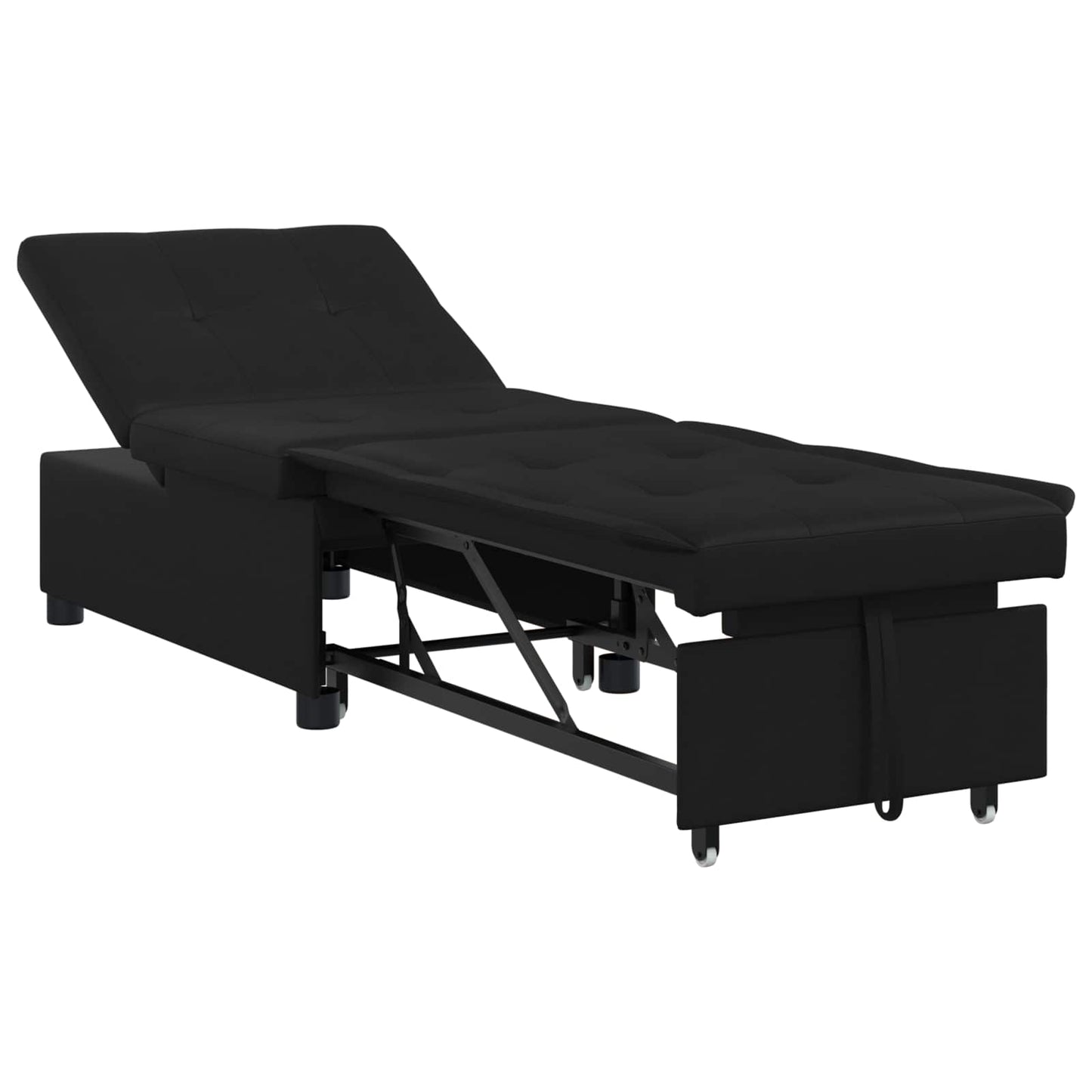 Divano Letto Estraibile Nero 194 x 67 x 82 cm Microfibra