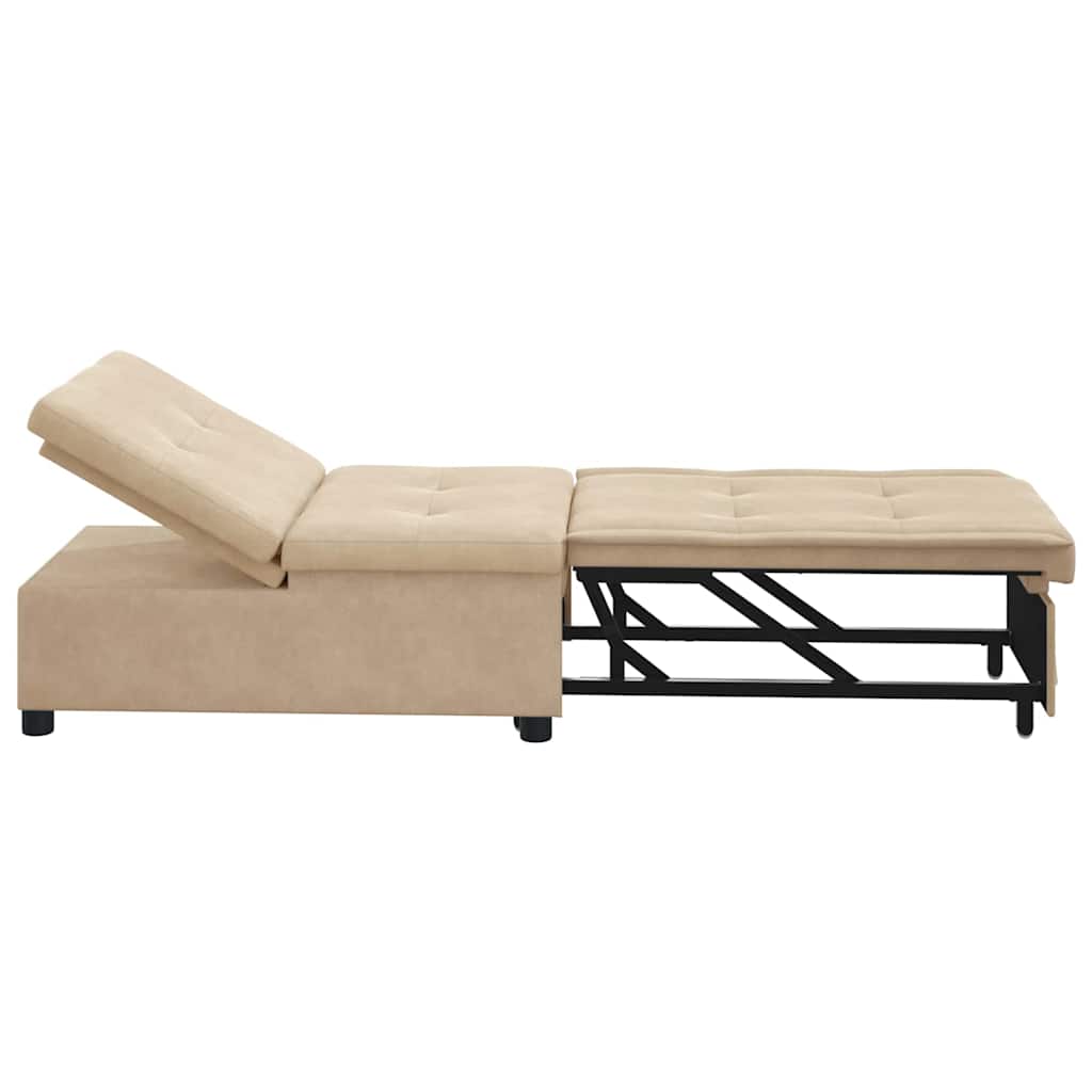 Divano Letto Estraibile Crema 194 x 67 x 82 cm Microfibra