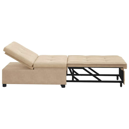 Divano Letto Estraibile Crema 194 x 67 x 82 cm Microfibra