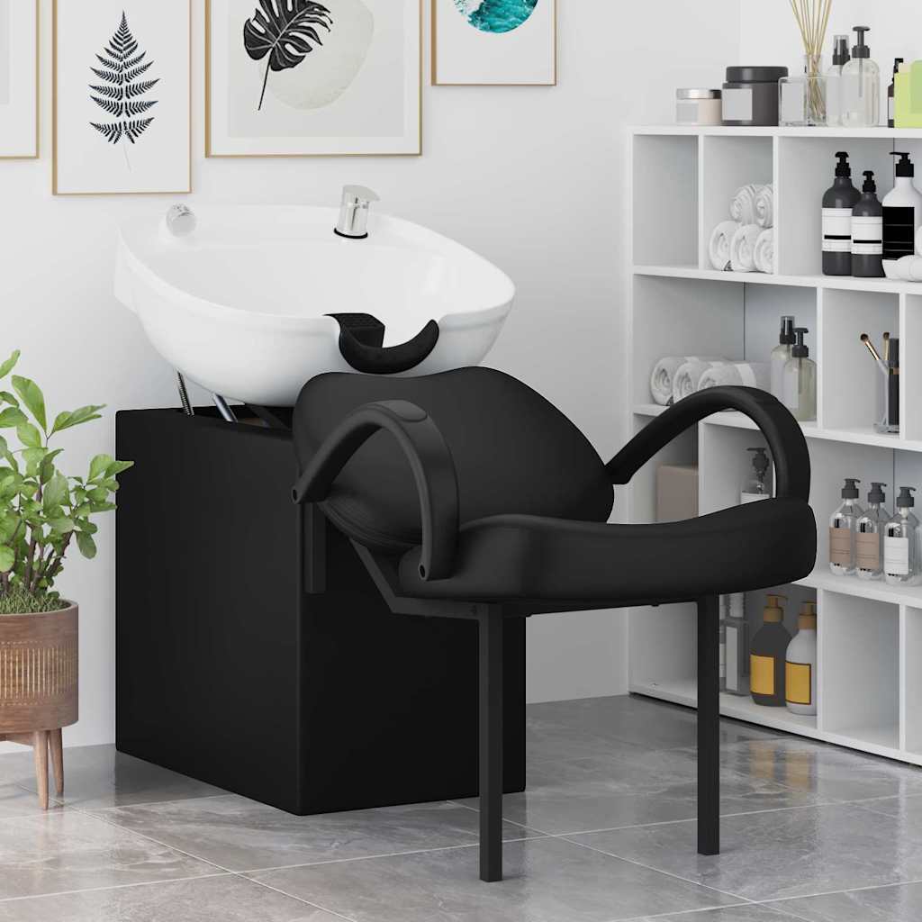 Sedia per Shampoo Nero e Bianco 136 x 60 x 92 cm PVC