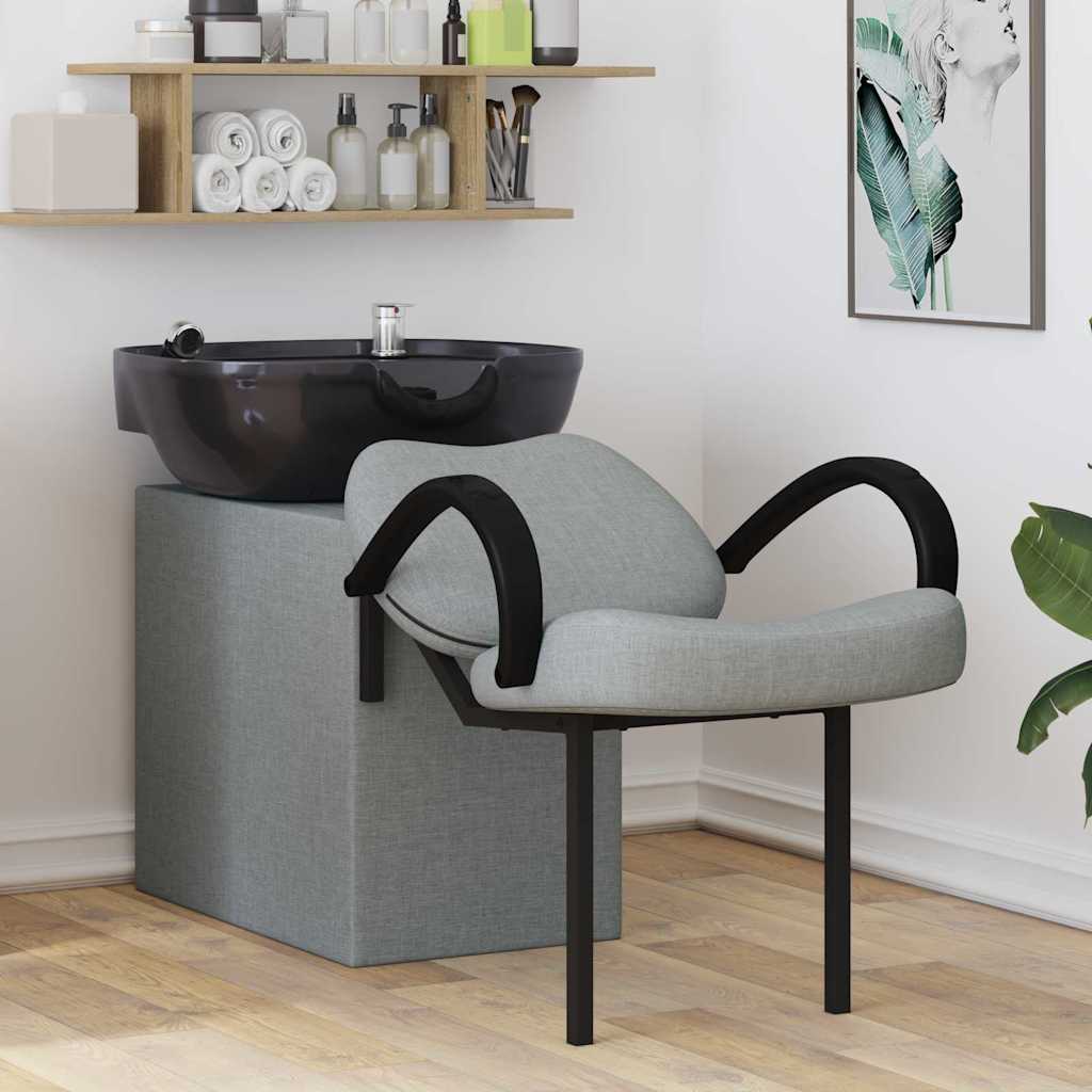 Sedia per Shampoo Grigio Chiaro e Nero 63 x 141 x 92 cm Tessuto
