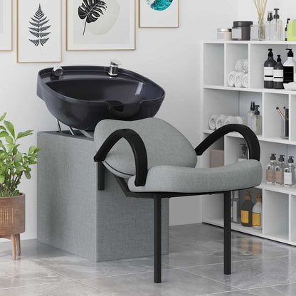 Sedia per Shampoo Grigio Chiaro e Nero 63 x 141 x 92 cm Tessuto
