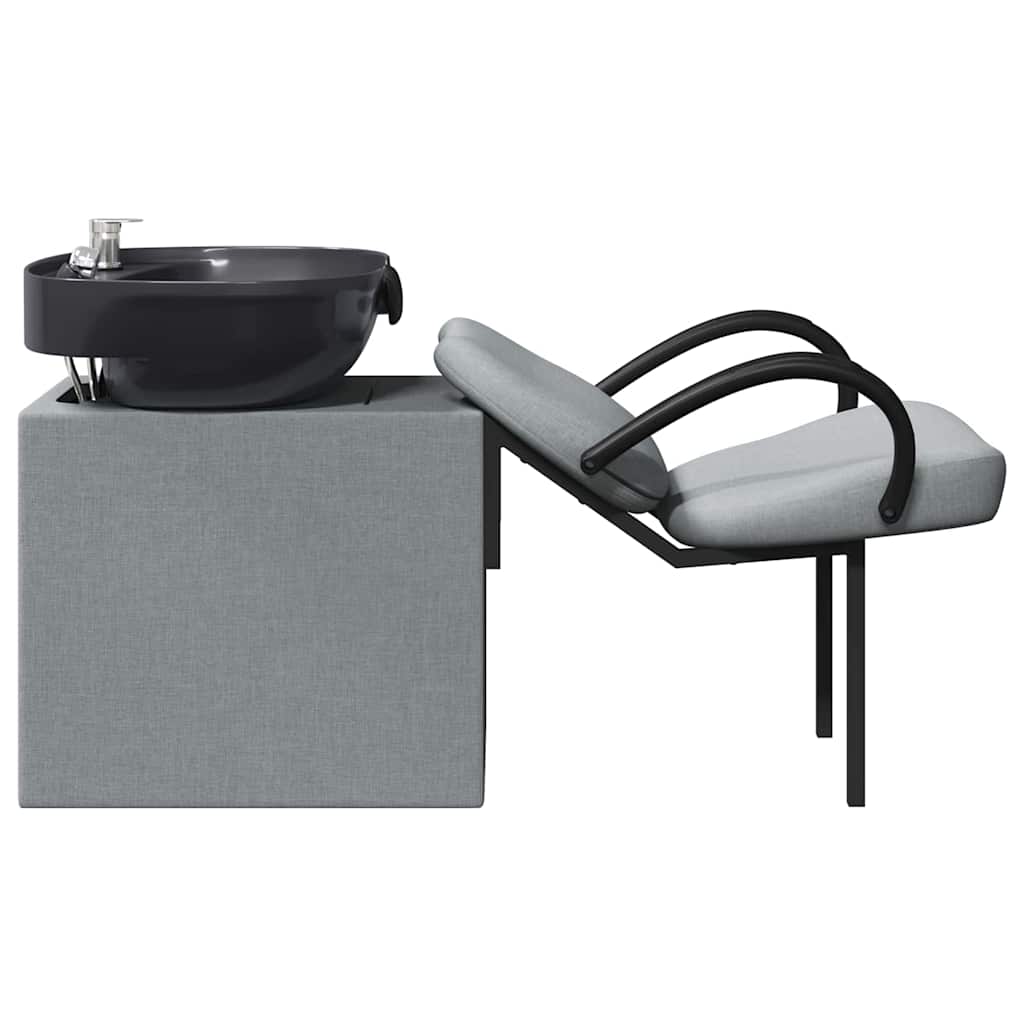 Sedia per Shampoo Grigio Chiaro e Nero 63 x 141 x 92 cm Tessuto