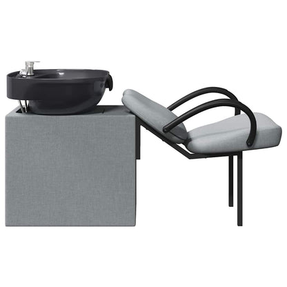Sedia per Shampoo Grigio Chiaro e Nero 63 x 141 x 92 cm Tessuto