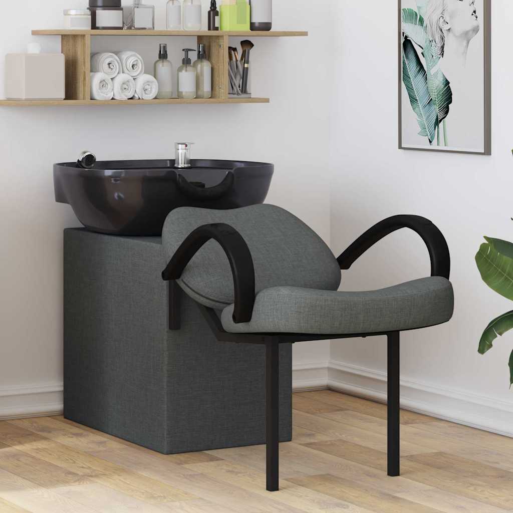 Sedia per Shampoo Grigio Scuro e Nero 63 x 141 x 92 cm Tessuto