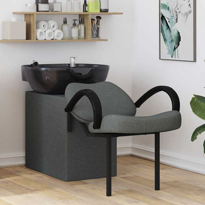 Sedia per Shampoo Grigio Scuro e Nero 63 x 141 x 92 cm Tessuto