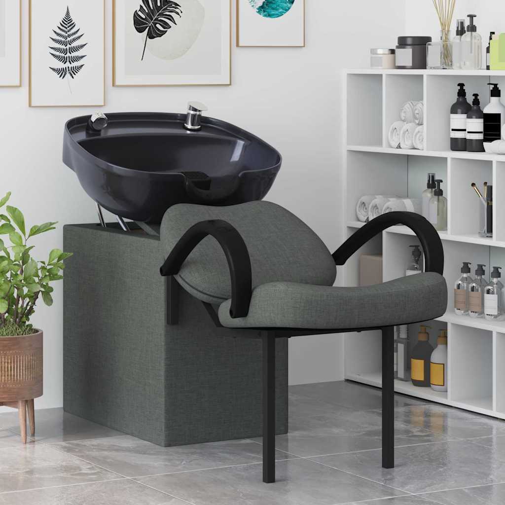 Sedia per Shampoo Grigio Scuro e Nero 63 x 141 x 92 cm Tessuto
