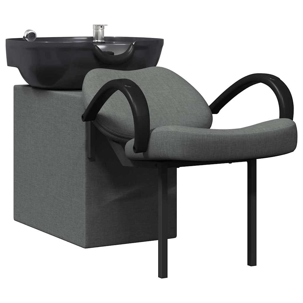 Sedia per Shampoo Grigio Scuro e Nero 63 x 141 x 92 cm Tessuto