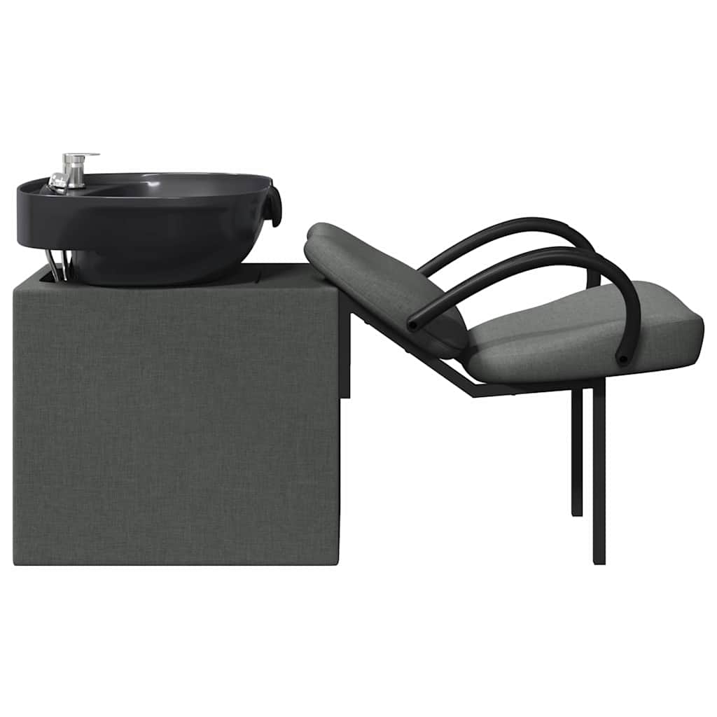 Sedia per Shampoo Grigio Scuro e Nero 63 x 141 x 92 cm Tessuto