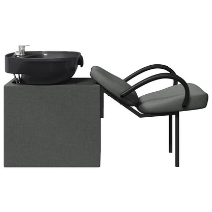 Sedia per Shampoo Grigio Scuro e Nero 63 x 141 x 92 cm Tessuto