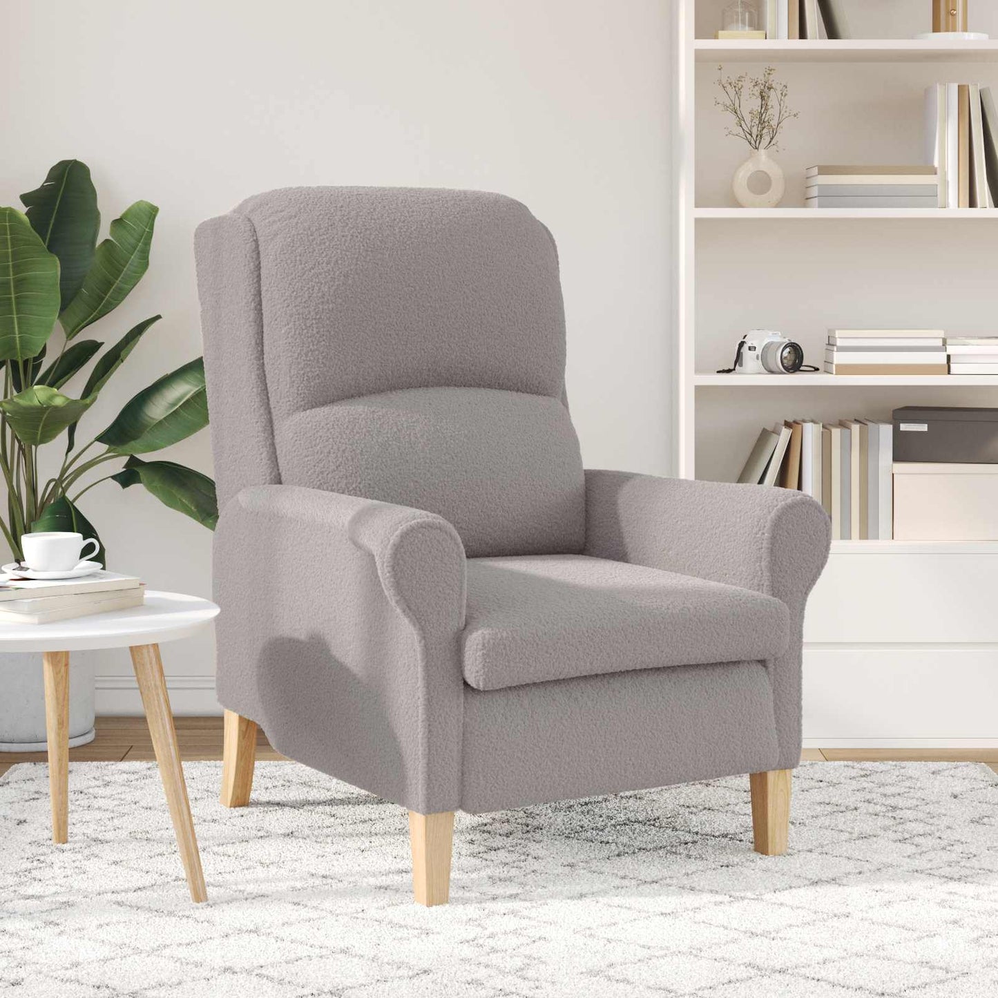 poltrona Grigio chiaro 76 x 94 x 102 cm Tessuto Sherpa morbido