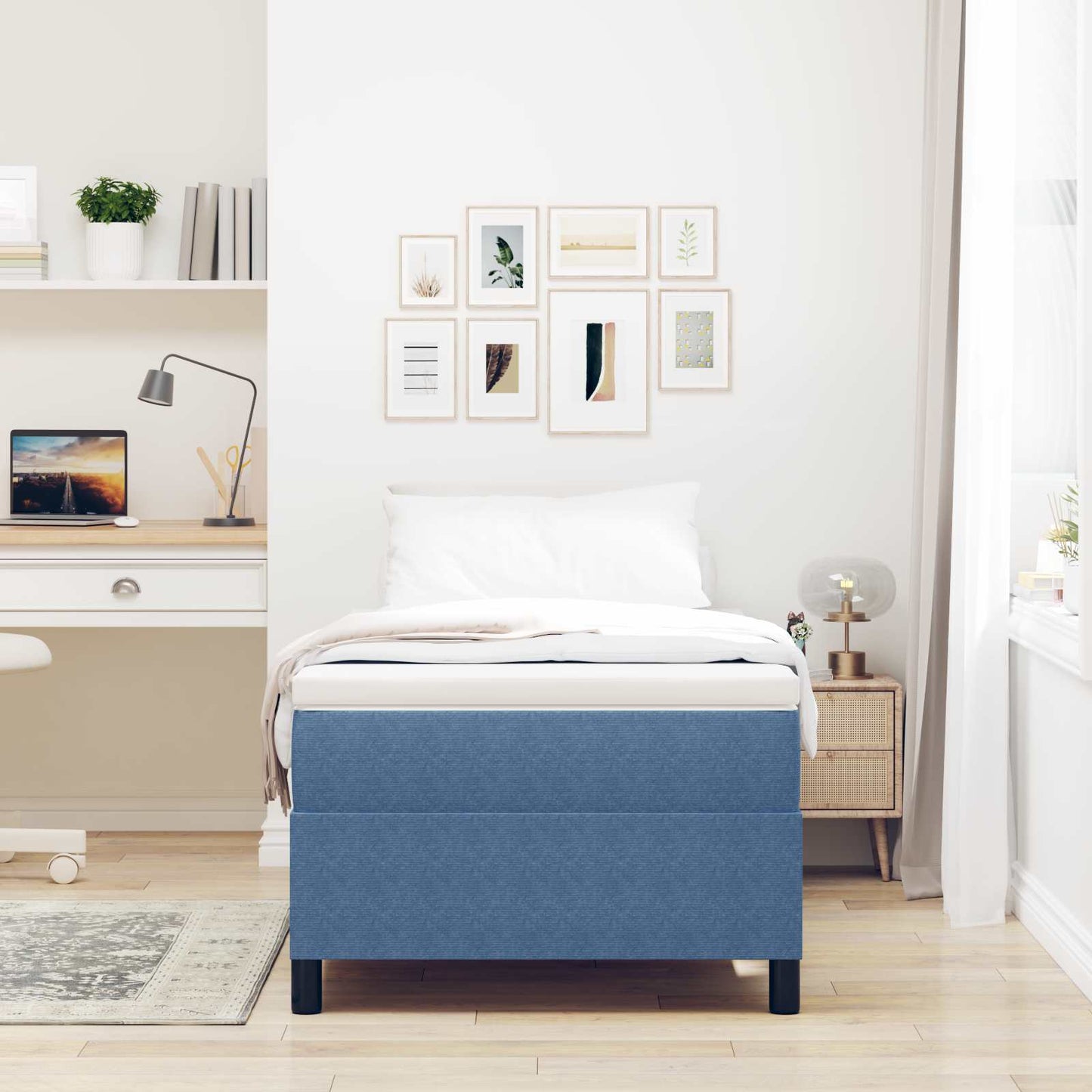 Struttura letto piattaforma Blu 80 x 200 cm Tessuto in Cords
