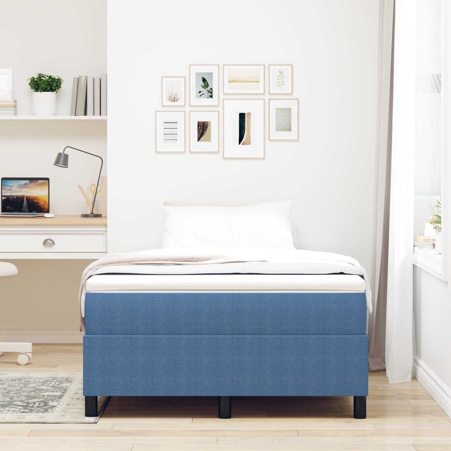 Struttura letto piattaforma Blu 120 x 190 cm Tessuto in Cords