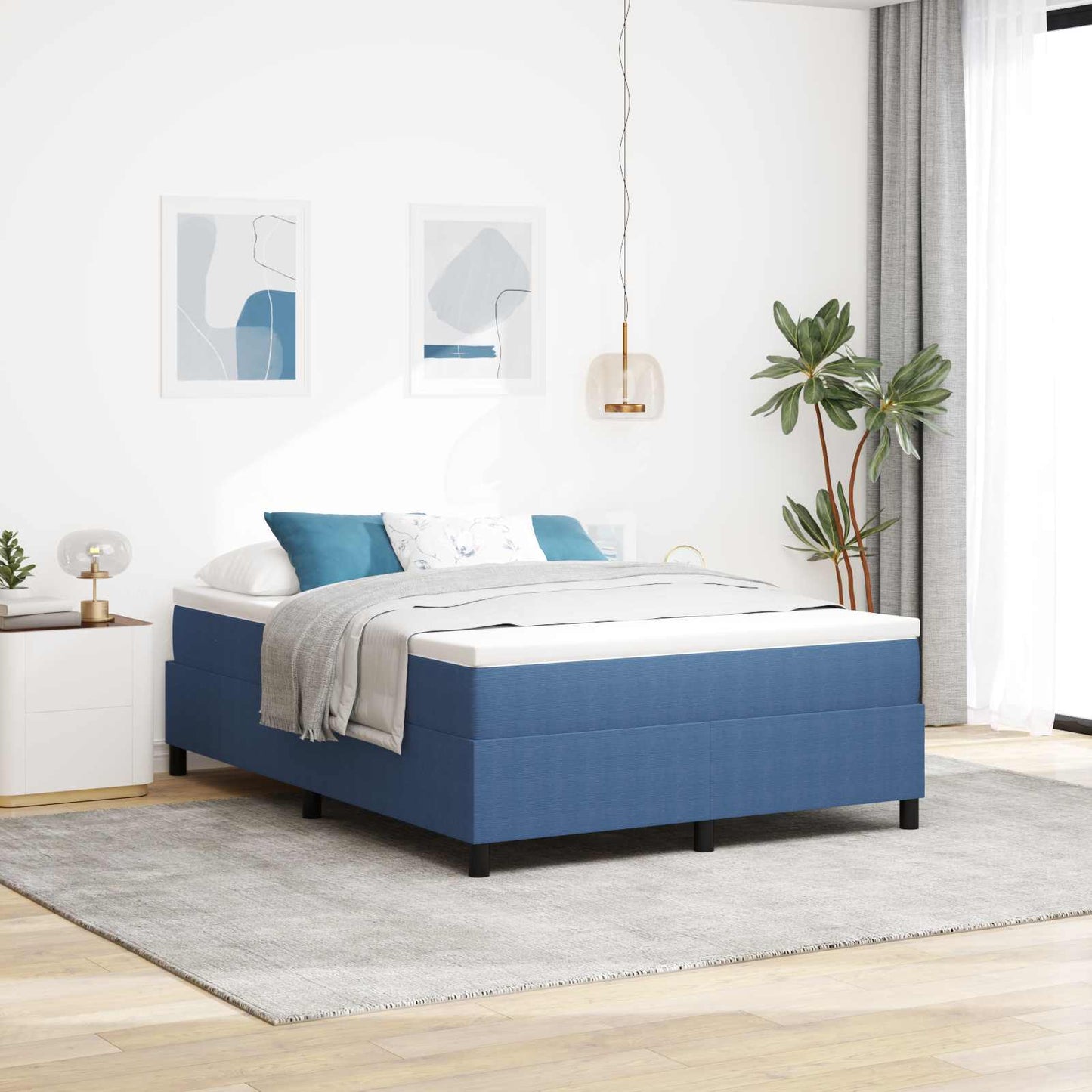 Struttura letto piattaforma Blu 140 x 190 cm Tessuto in Cords
