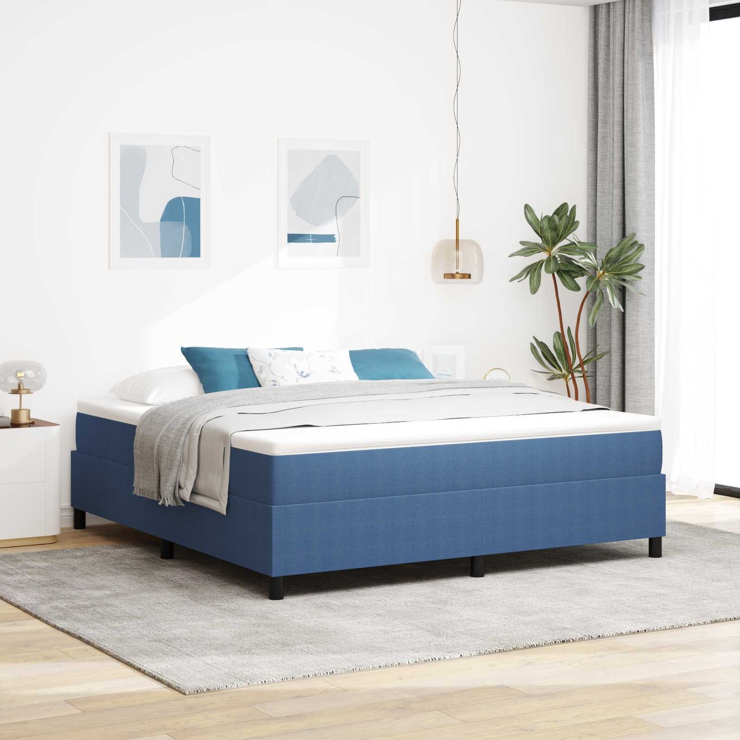 Struttura letto piattaforma Blu 180 x 200 cm Tessuto in Cords