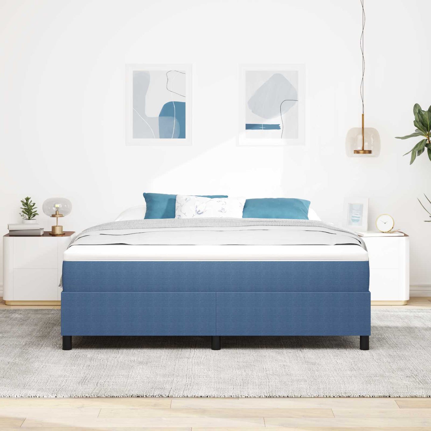 Struttura letto piattaforma Blu 180 x 200 cm Tessuto in Cords