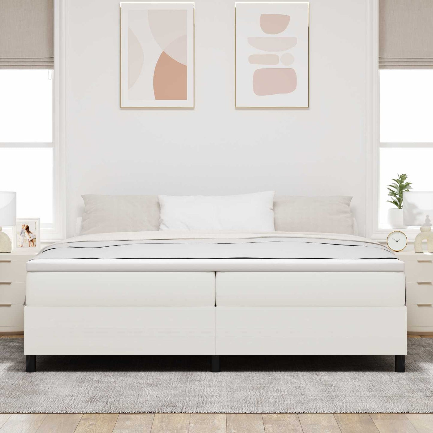 Struttura letto piattaforma Crema 200 x 200 cm Tessuto in Cords