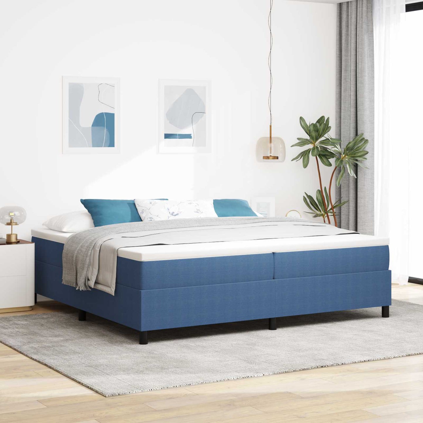 Struttura letto piattaforma Blu 200 x 200 cm Tessuto in Cords