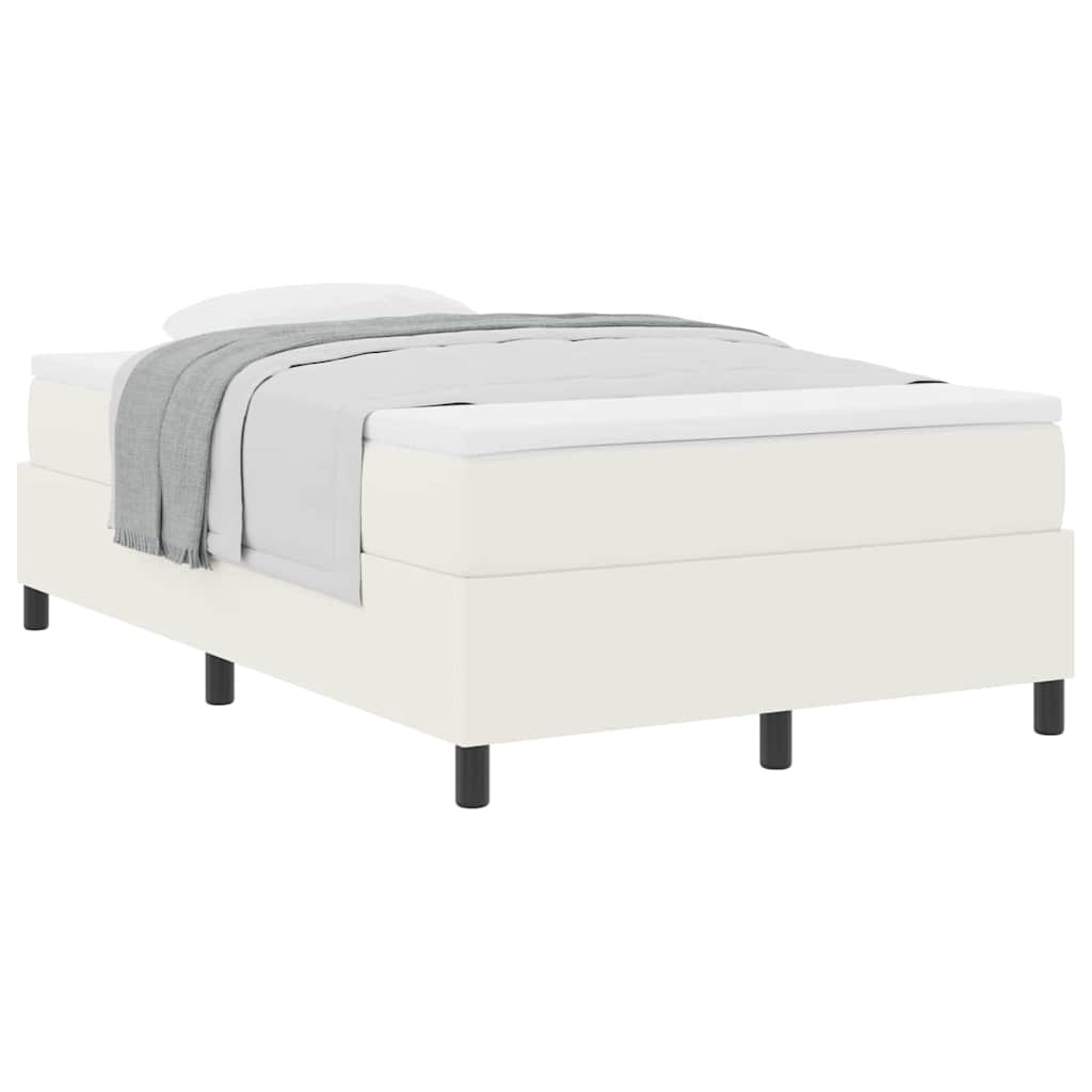 Letto a molle Crema e Bianco 120 x 190 cm Tessuto in Cords