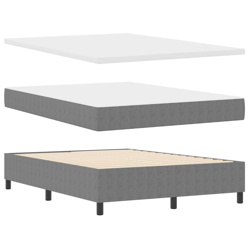 Letto a molle Grigio chiaro e bianco 140 x 190 cm