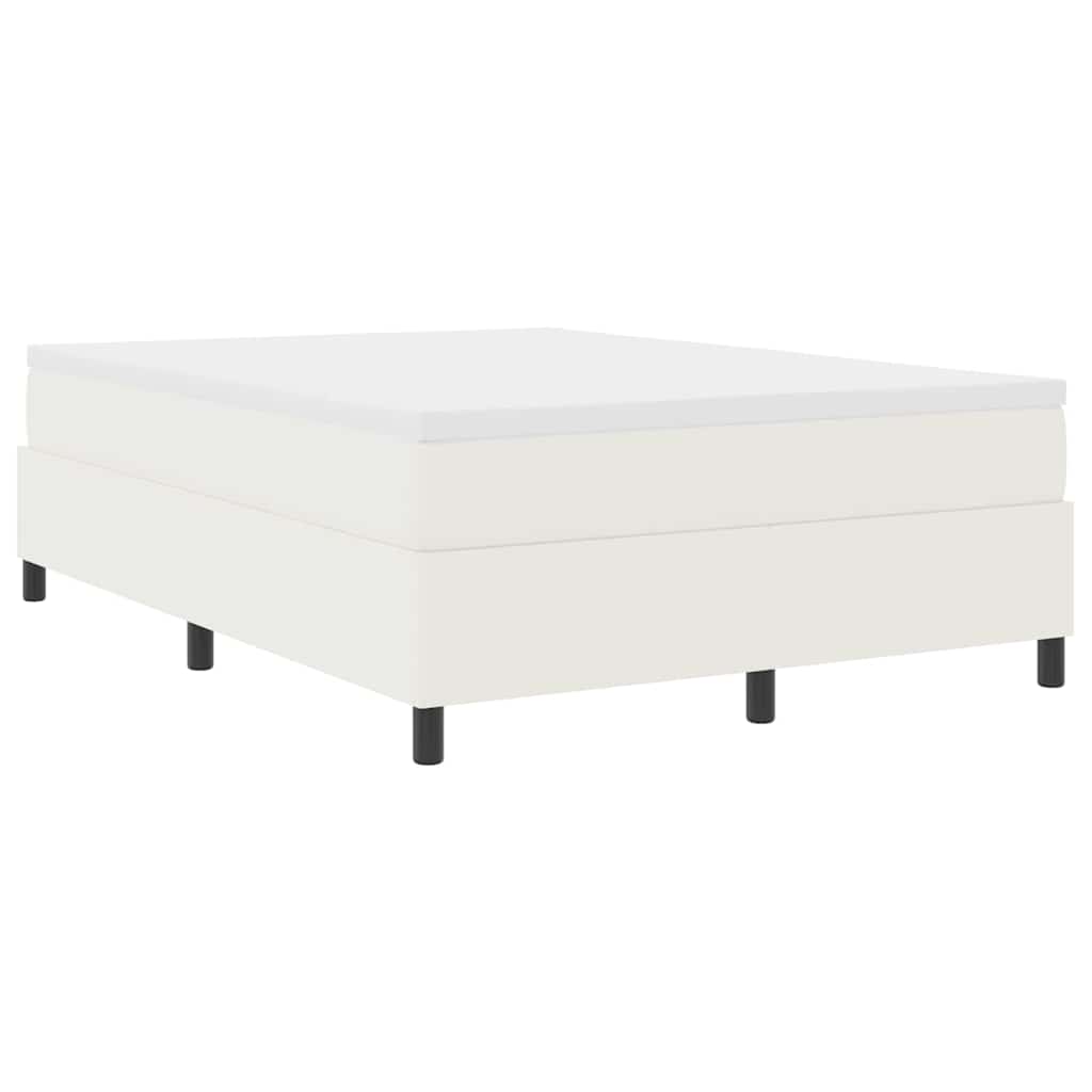 Letto a molle Crema e Bianco 140 x 190 cm Tessuto in Cords