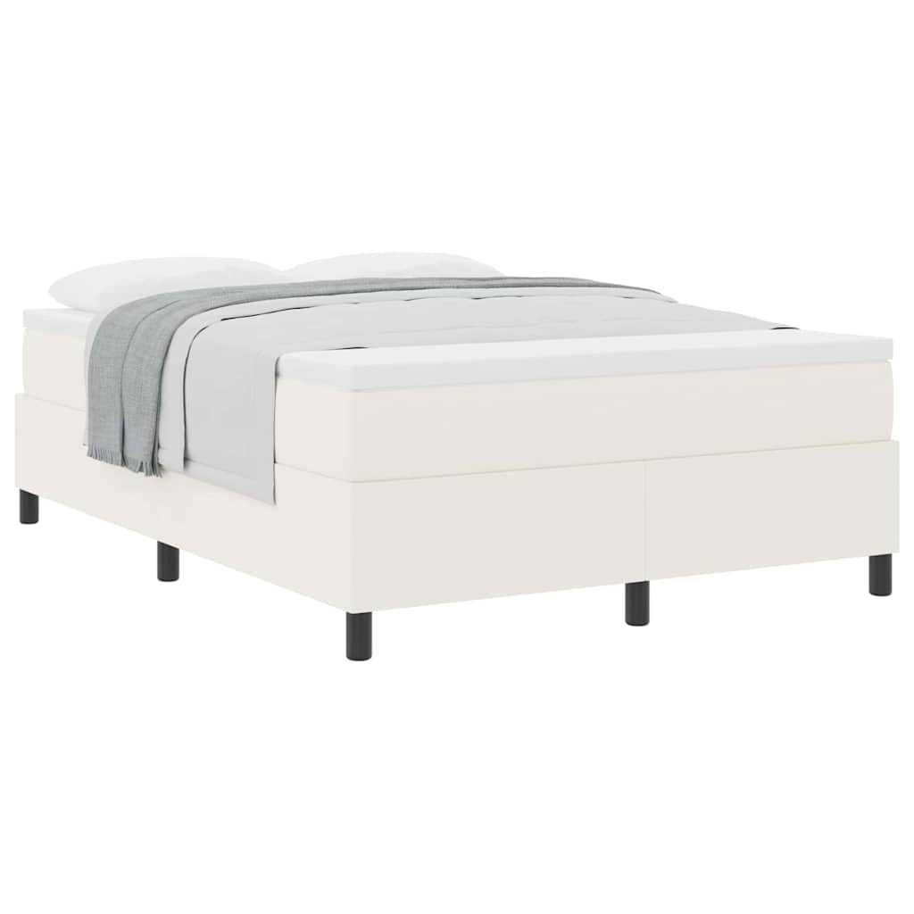 Letto a molle Crema e Bianco 140 x 190 cm Tessuto in Cords