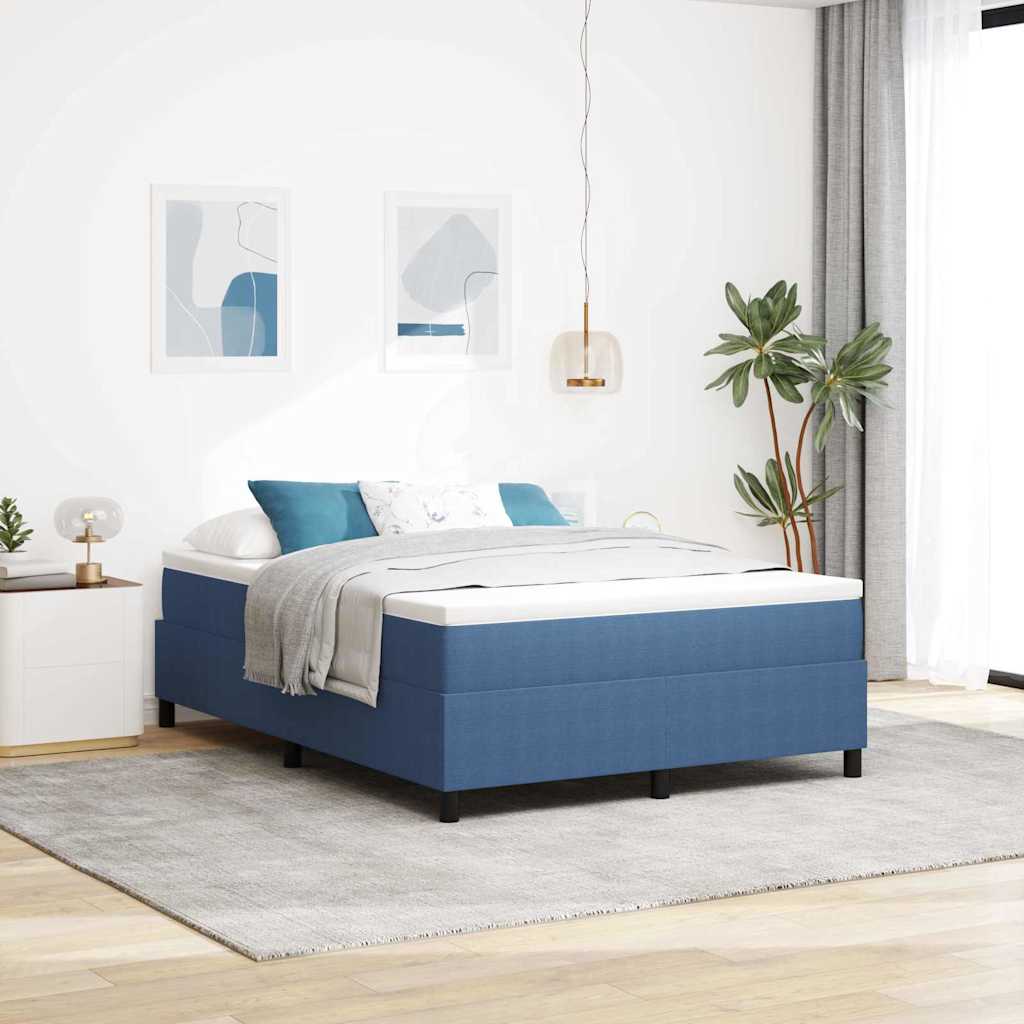 Letto a molle Blu e Bianco 140 x 200 cm Tessuto in Cords