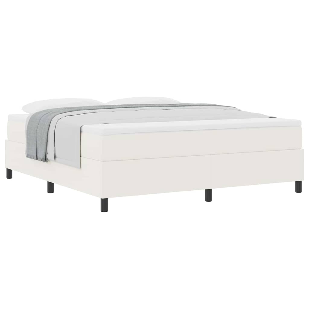 Letto a molle Crema e Bianco 180 x 200 cm Tessuto in Cords