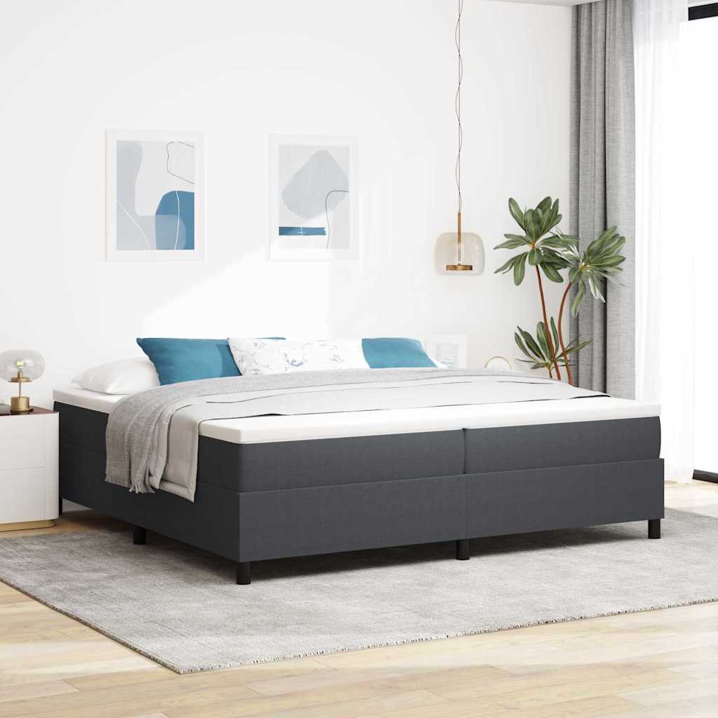 Letto a molle Grigio Scuro e Bianco 200 x 200 cm