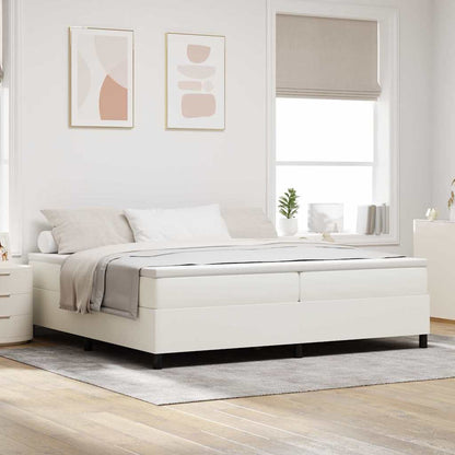 Letto a molle Crema e Bianco 200 x 200 cm Tessuto in Cords