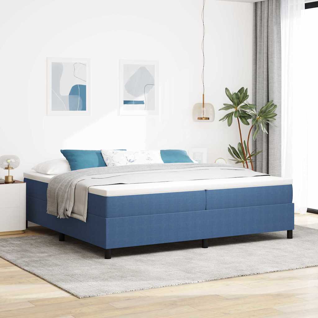 Letto a molle Blu e Bianco 200 x 200 cm Tessuto in Cords