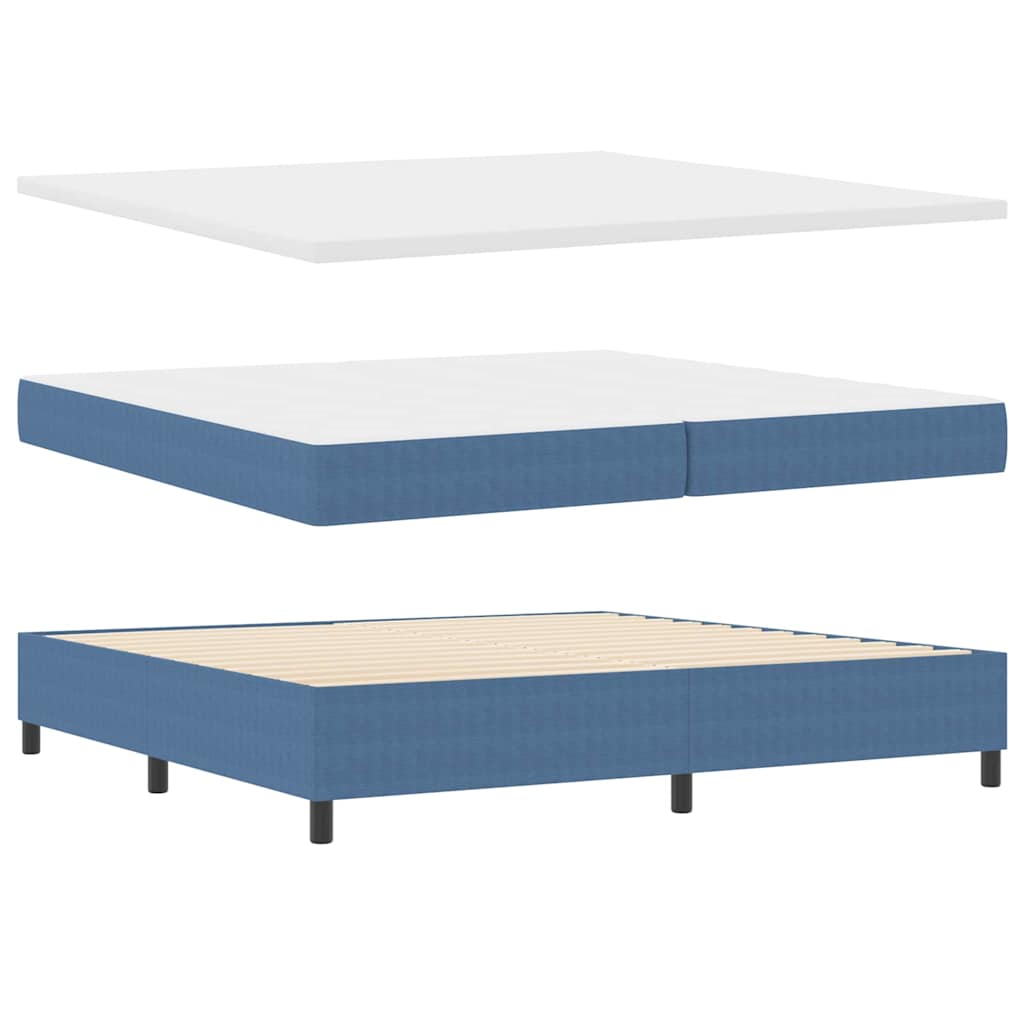 Letto a molle Blu e Bianco 200 x 200 cm Tessuto in Cords