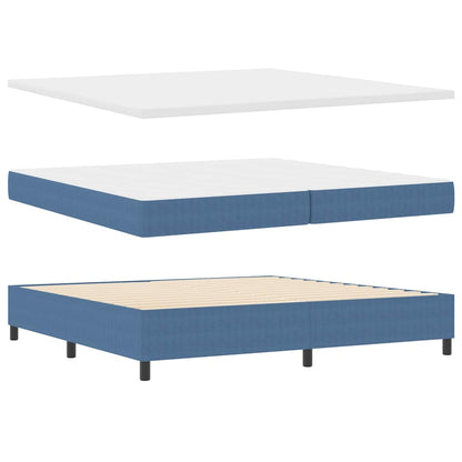 Letto a molle Blu e Bianco 200 x 200 cm Tessuto in Cords