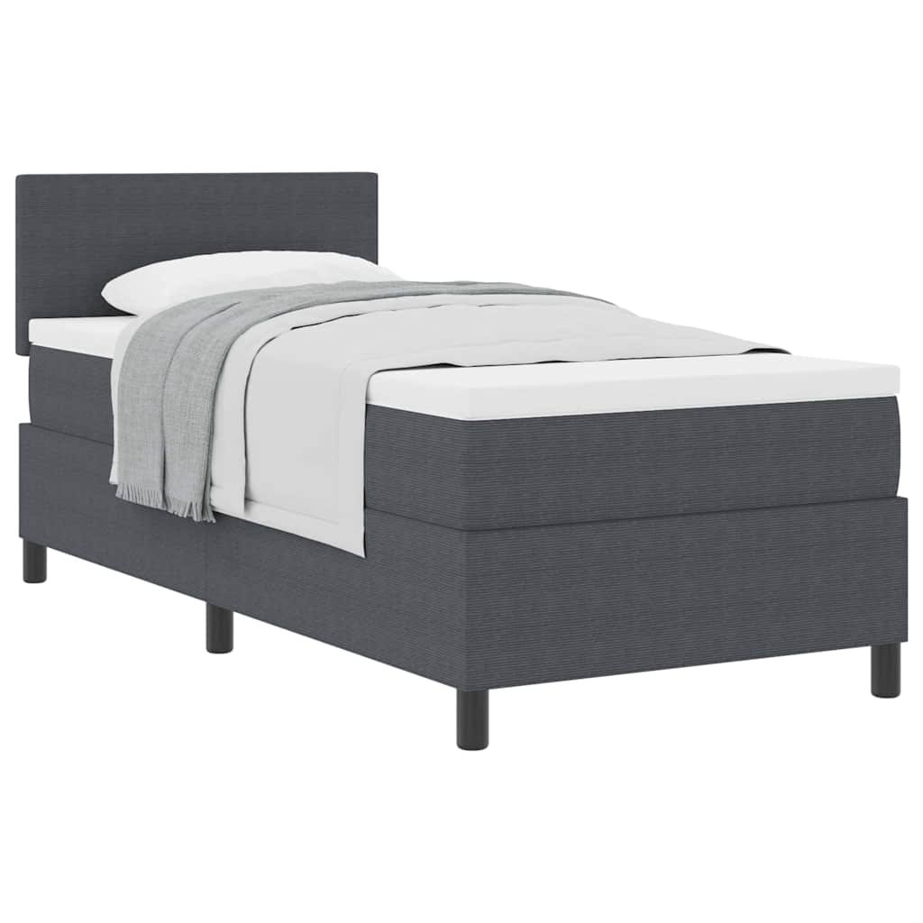 Letto a molle con testiera Grigio Scuro e Bianco 80 x 200 cm