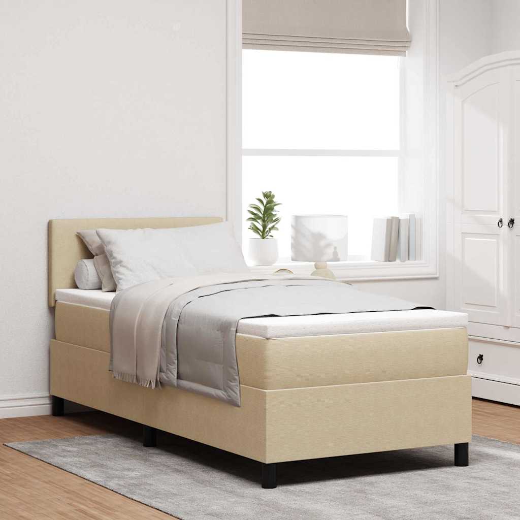 Letto a molle con testiera Grigio chiaro e bianco 80 x 200 cm