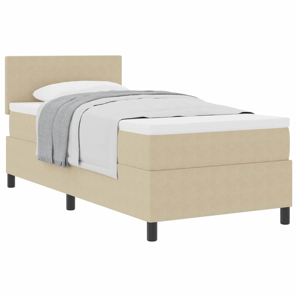 Letto a molle con testiera Grigio chiaro e bianco 80 x 200 cm
