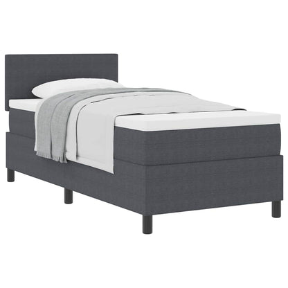Letto a molle con testiera Grigio Scuro e Bianco 90 x 190 cm